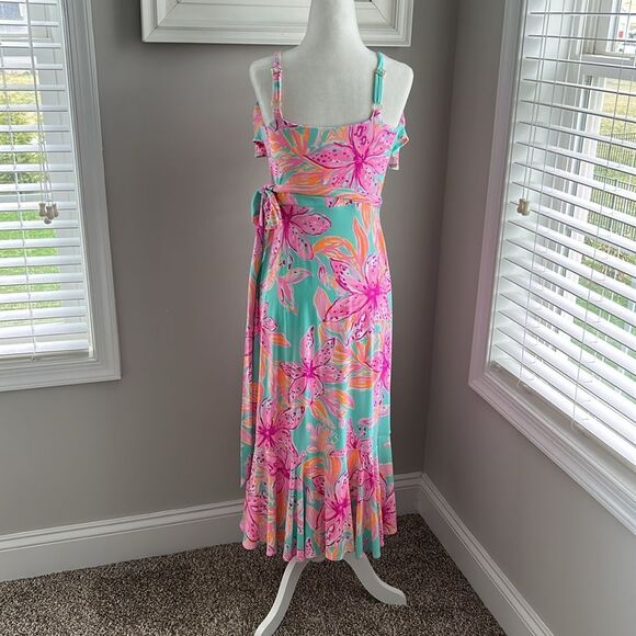 NWT Lilly Pulitzer Fontaine Wrap High Low Sleeveless Beach Tropical Dress XS - Picture 8 of 11